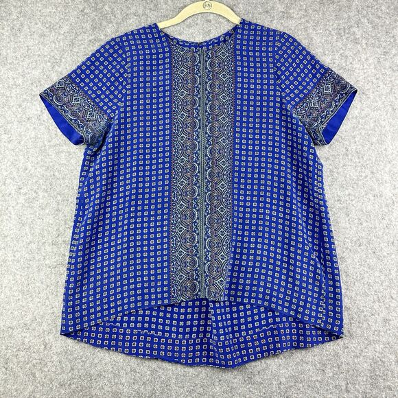 Madewell Tops - Madewell Blue Patterned Short-Sleeve Blouse